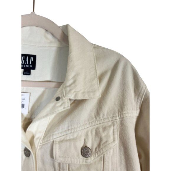 Gap Denim Jacket L White Western Boho Hippie Neutral Minimalist Classic Chic 80s - Picture 9 of 11